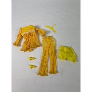 Vintage 1970 Barbie Lemon Kick Yellow Mod Era Top Pants Shorts Shoes